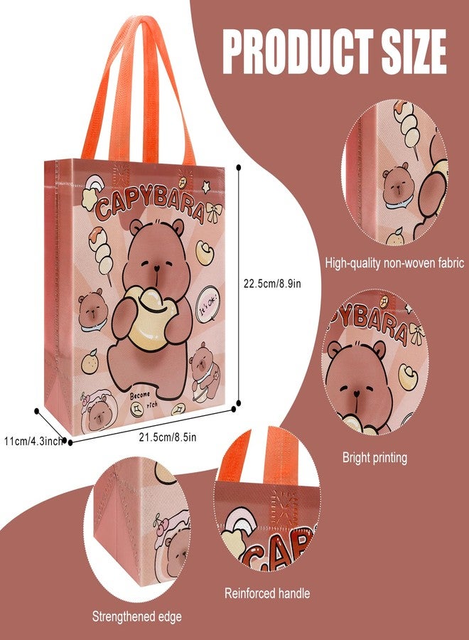 Pinsit 40 PCS Capybara Party Favors Bags, Non Woven Capybara Gift Bags, Cute Reusable Gift Bags with Handles for Boys Girls Birthday Baby Shower Party Supplies - Image 3